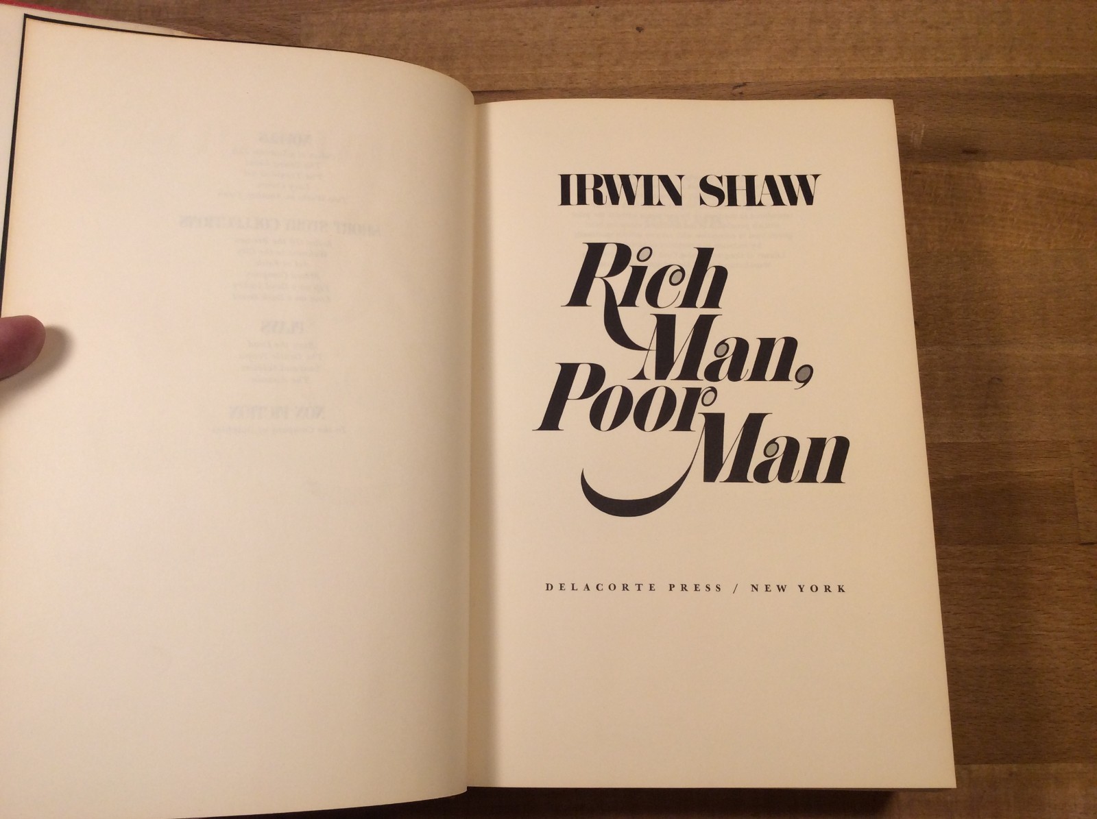 Rich Man, Poor Man, Irwin Shaw, Hardcover 1st Edition 1st Printing