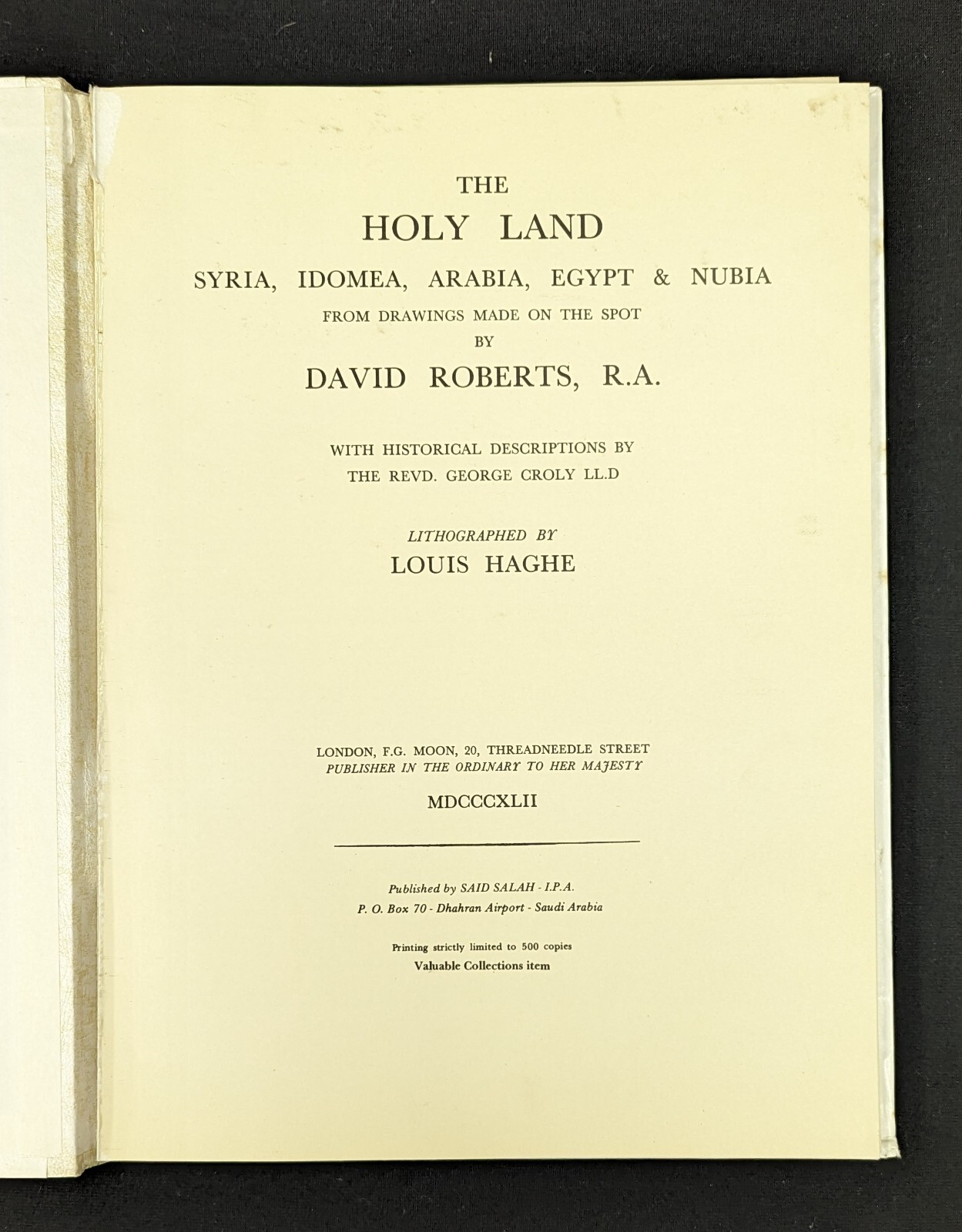 The Holy Land: Syria, Idomea, Arabia, Egypt by David Roberts mn3436
