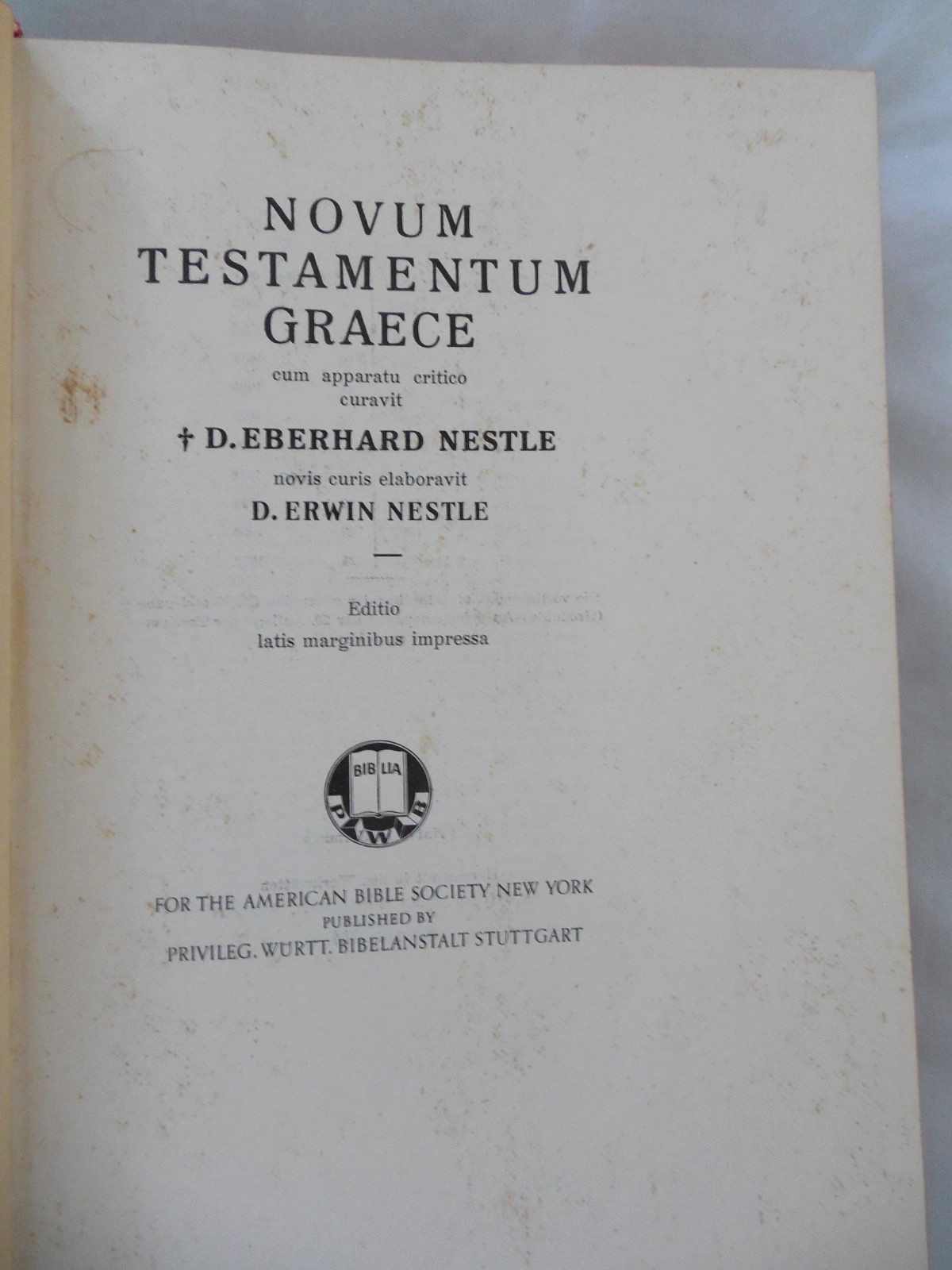 Nestle & Nestle, 21st Edition Novum Testamentum Graece ©1952 HC in LIKE NEW cond
