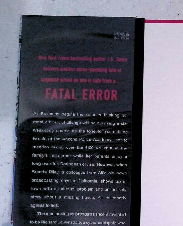 Fatal Error by J.A. Jance Ali Reynolds Signed 1st Edition Hardcover 2011