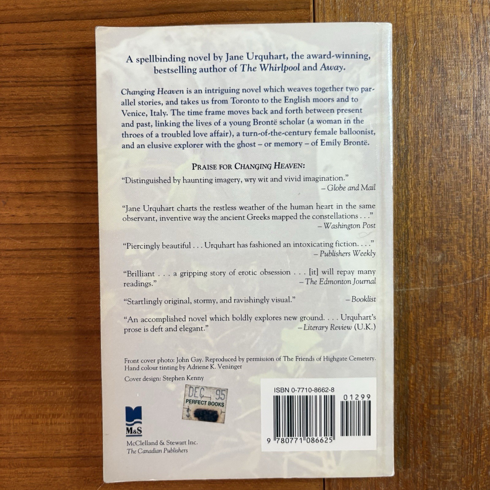 Changing Heaven Jane Urquhart TPB Not Available as E-book RARE