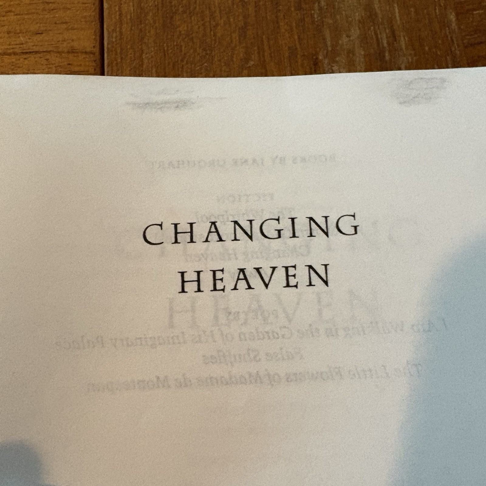 Changing Heaven Jane Urquhart TPB Not Available as E-book RARE