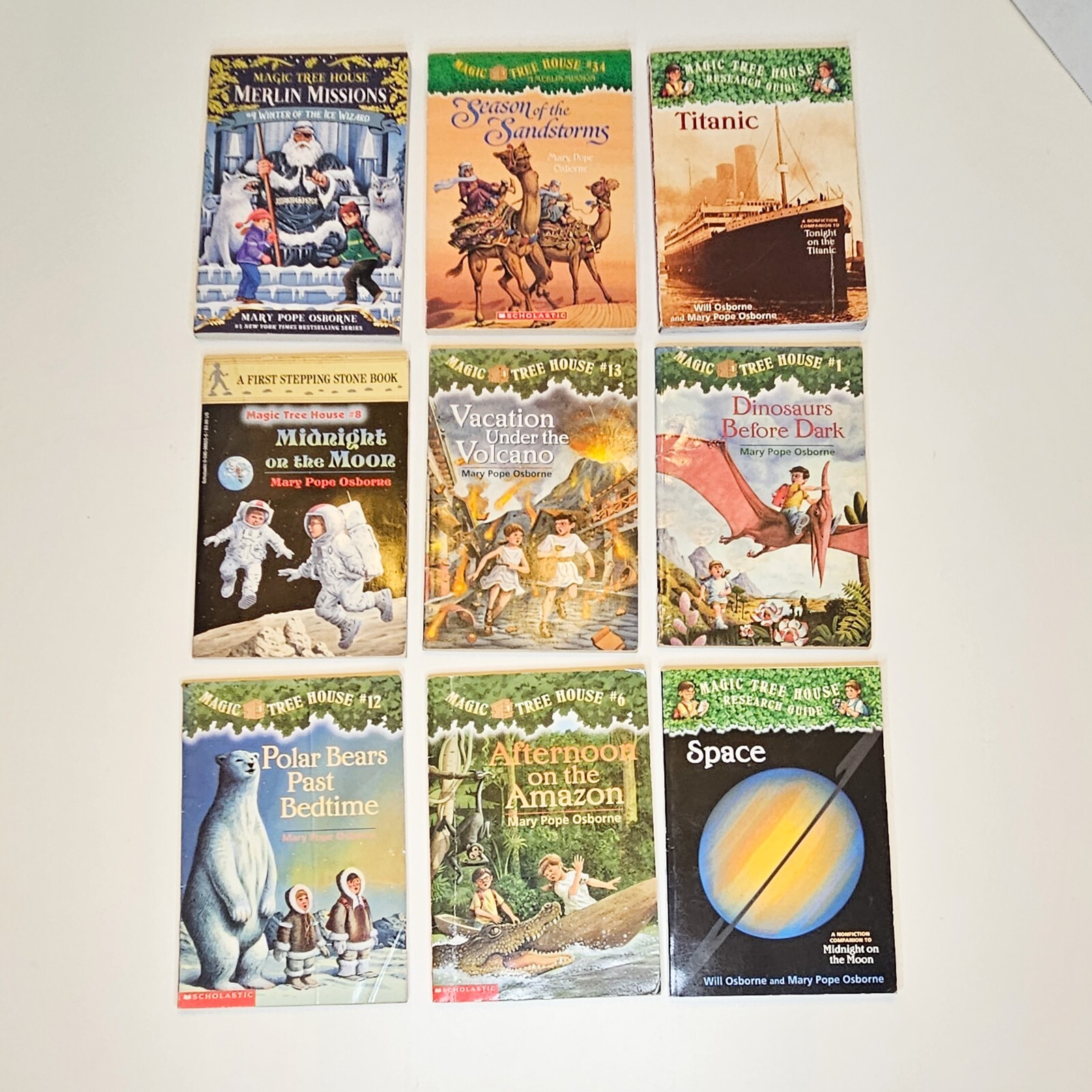 Lot 9 Magic Tree House Books #1 #6 #12 #13 #34 Research Guide Merlin Missions