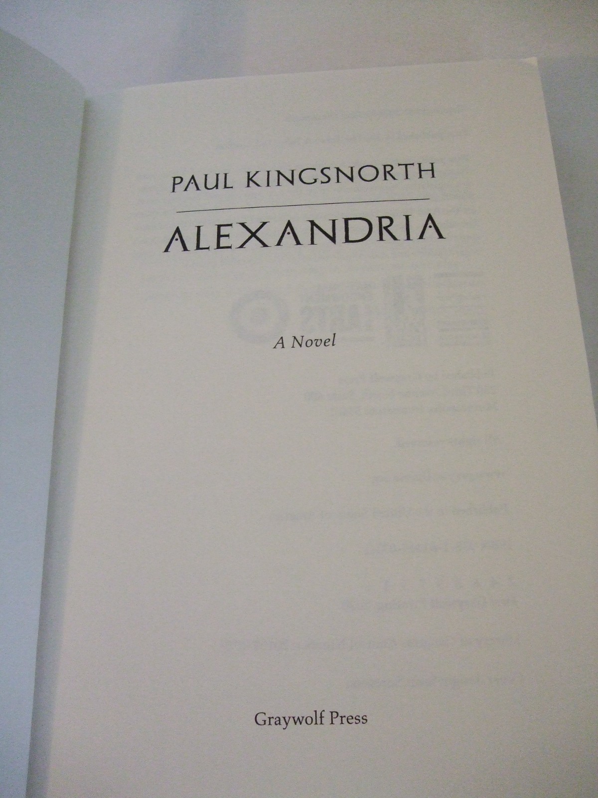 Alexandria. A Novel by Paul Kingsnorth. Graywolf Press, 2020