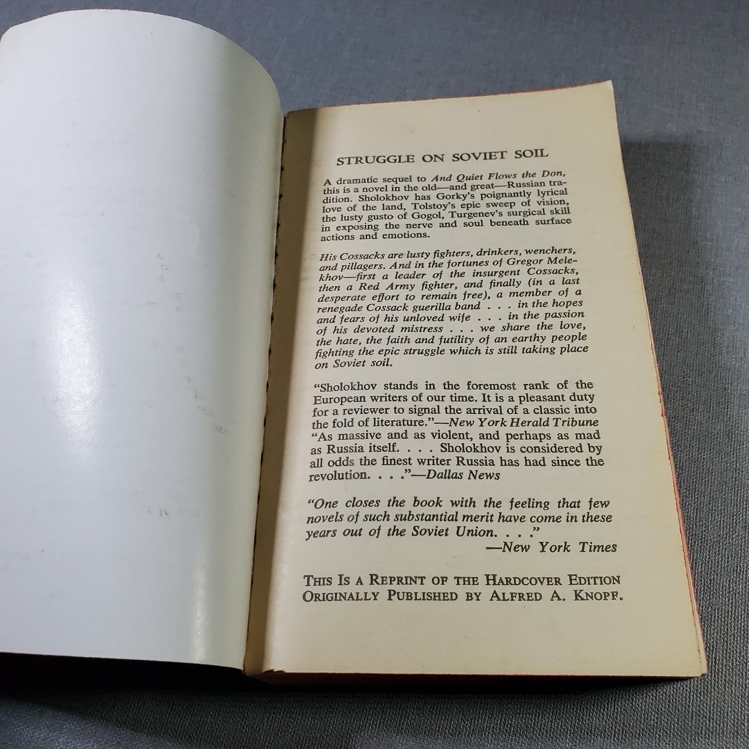 Don Flows Home to the Sea Sholokhov 1960 First Printing Signet Book Russian Epic