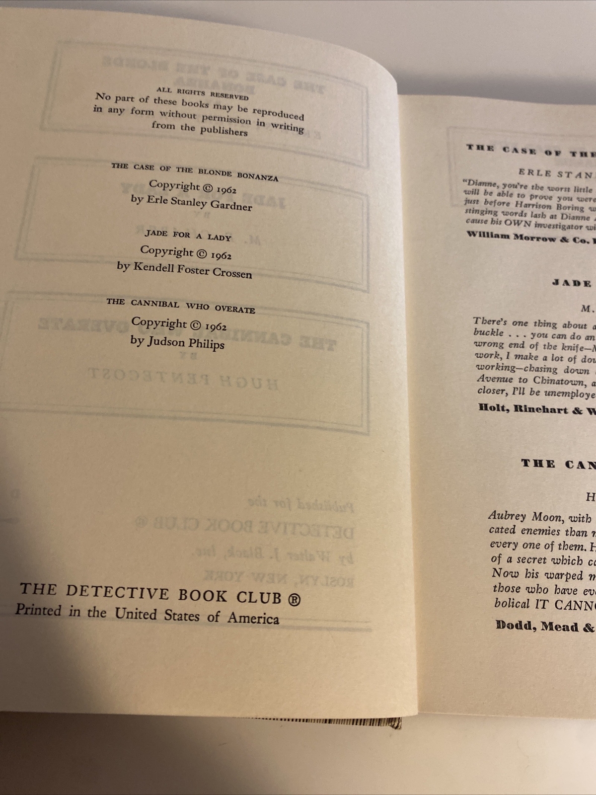 Detective Book Club – Walter J. Black (HC Blonde Bonanza 1962 h29 c