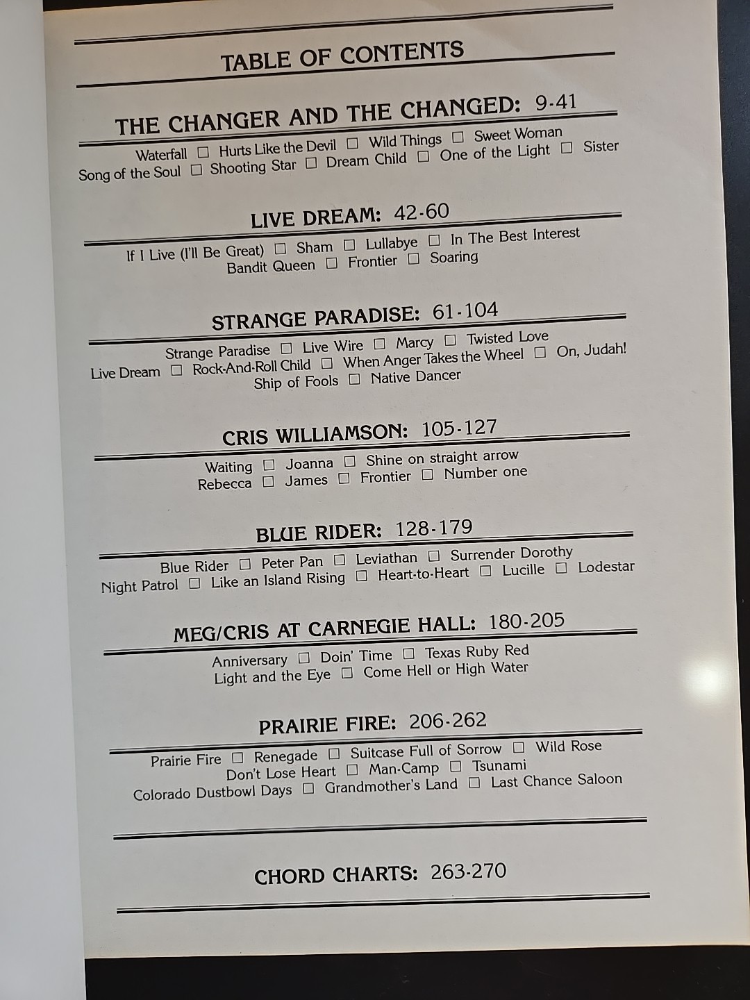 The Cris Williamson Songbook for Guitar and Piano (1985) Signed, 270 Pages