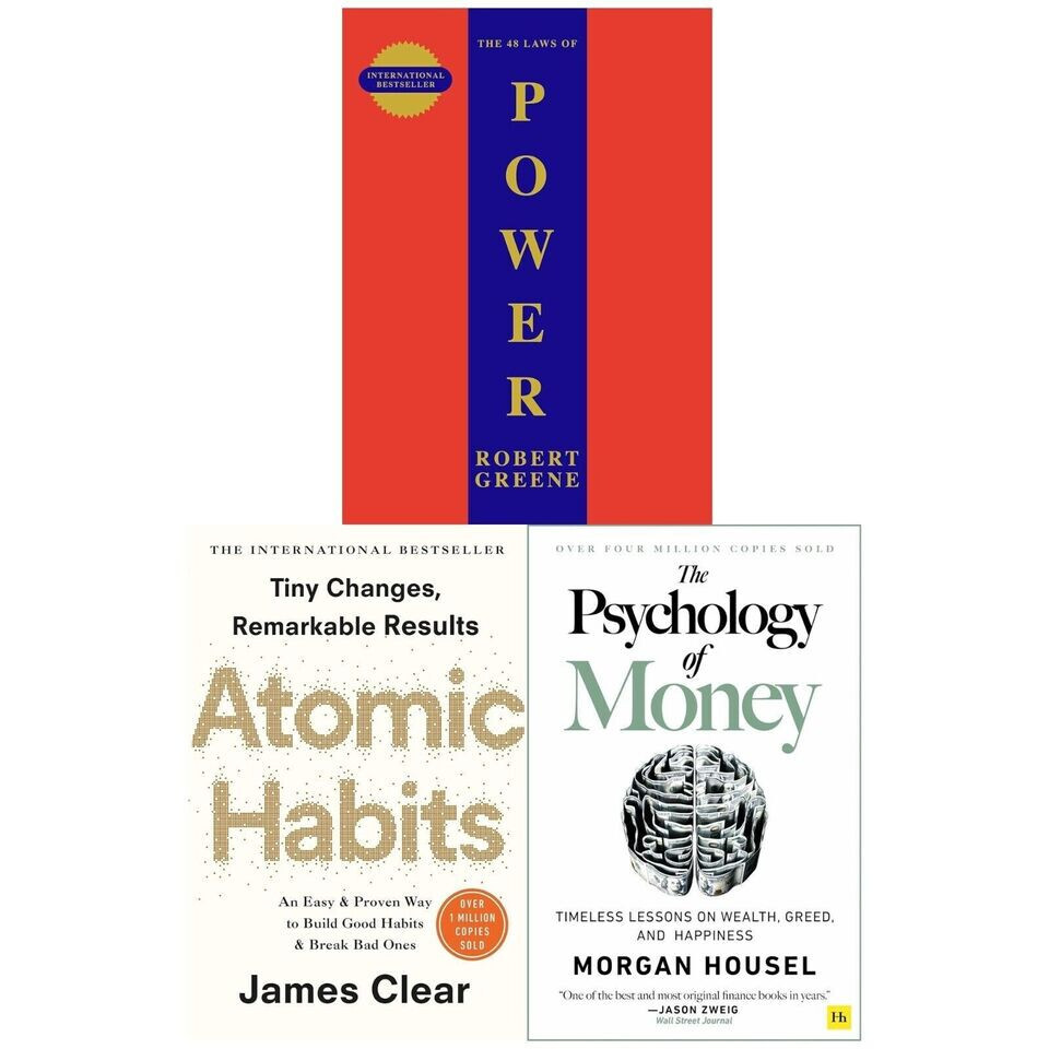 3 Book Collection Set (medium) Power+ Atomic Habits and Psychology of Money PB