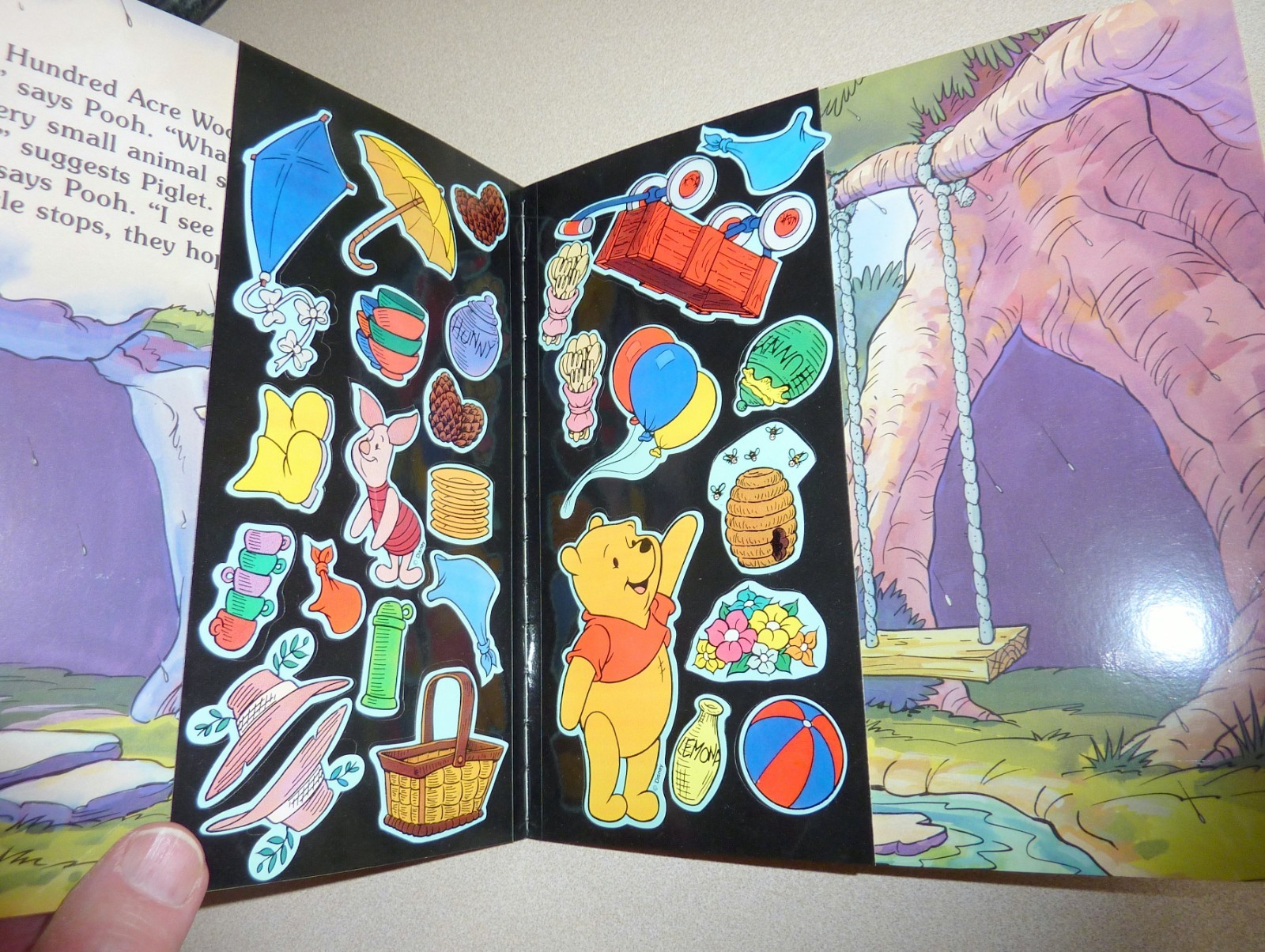 Vintage Kids Coloring Sticker Book Lot Disney Pooh Dalmatian Press NEW