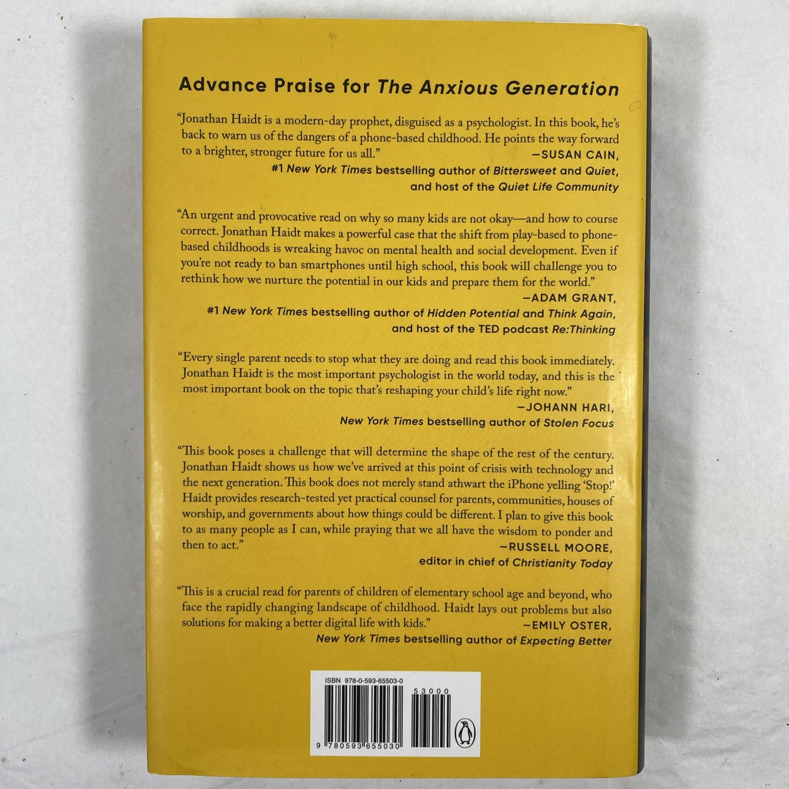 The Anxious Generation How The Great Rewiring Jonathan Haidt Penguin HC DJ 2024
