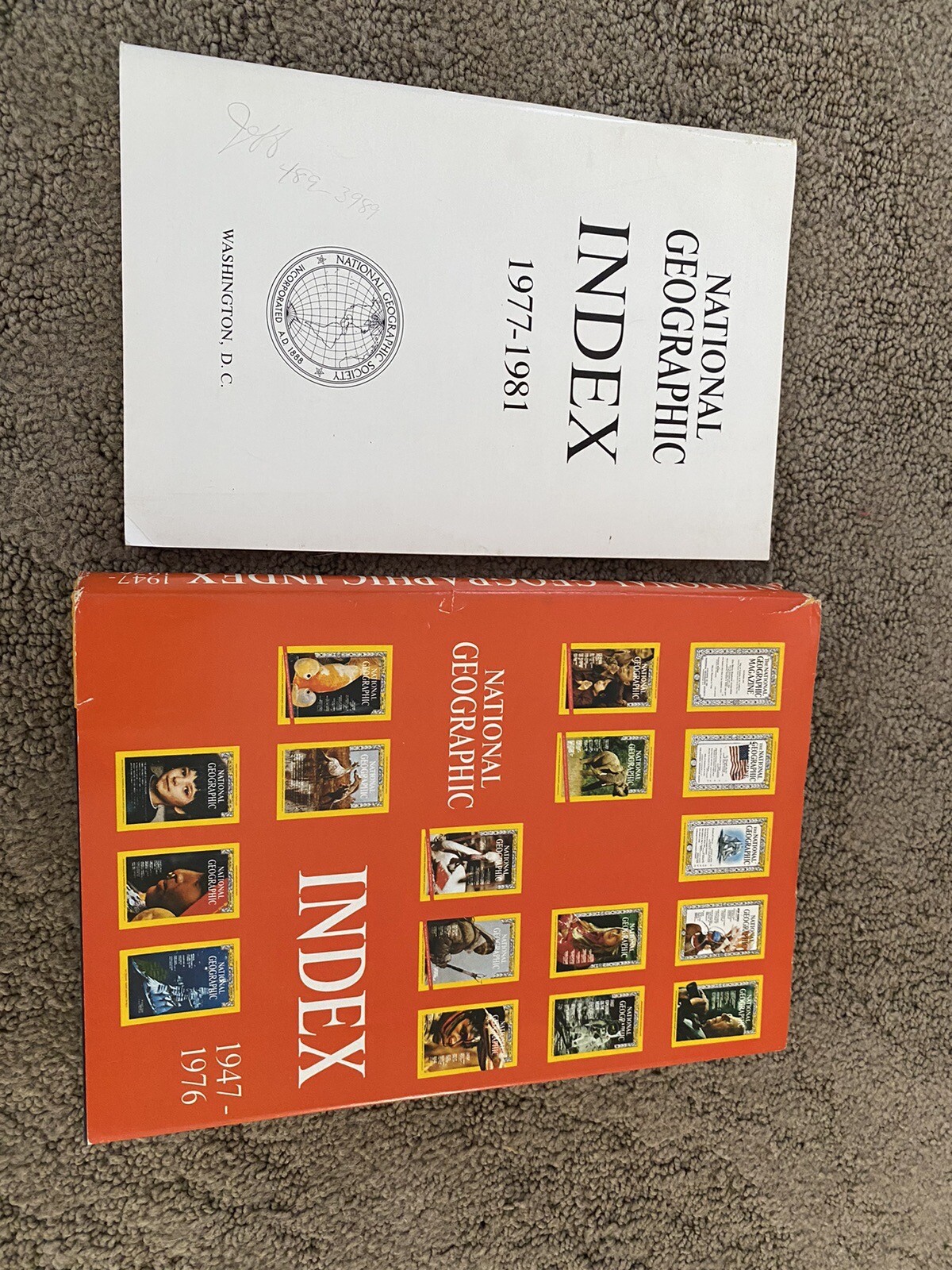 2pc Vintage Nat Geo Index 1947-1976 Hardcover/Dust Jacket +1977-1981 index Soft