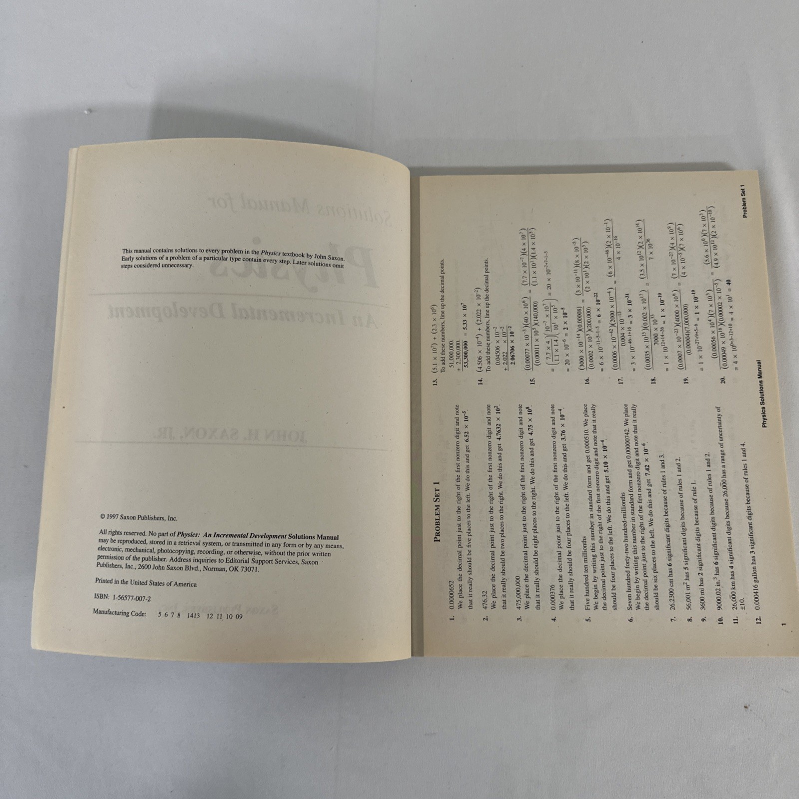 Physics :An Incremental Development Textbook & Solution Manual by John H. Saxon