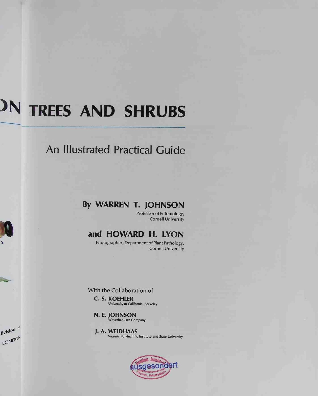 Insects that Feed on Trees and Shrubs. Johnson, Warren T. and Howard H. Lyon: