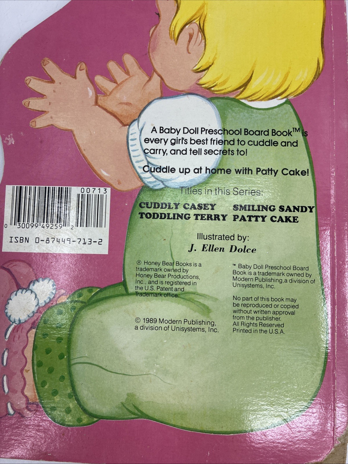Vintage Patty Cake Baby Doll Preschool Board Book 1989 Shape Childrens