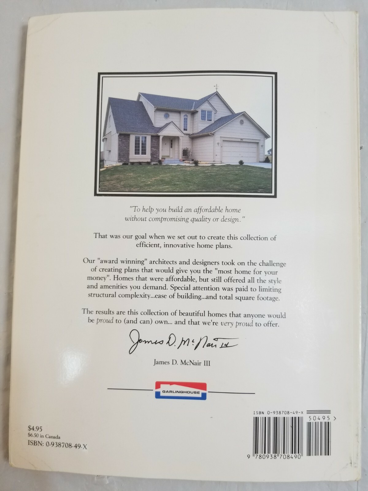 1994 Affordable to Build HOME PLANS Paperback Book by The Garlinghouse Company