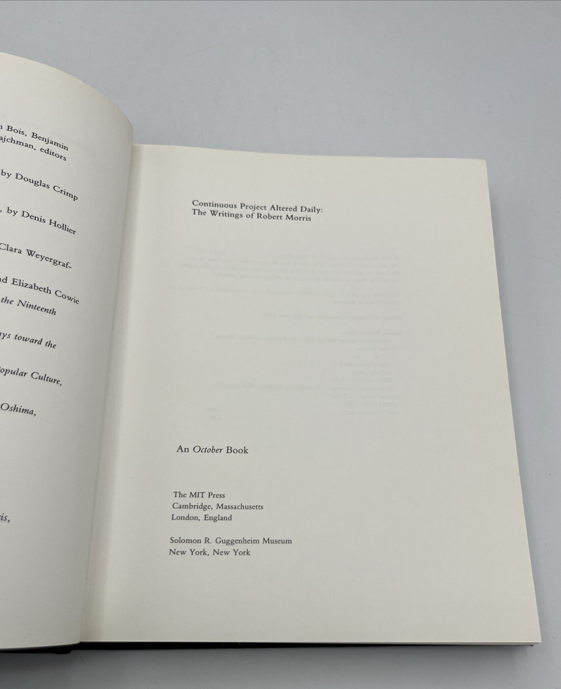 Continuous Project Altered Daily The Writings of Robert Morris MIT Press HC