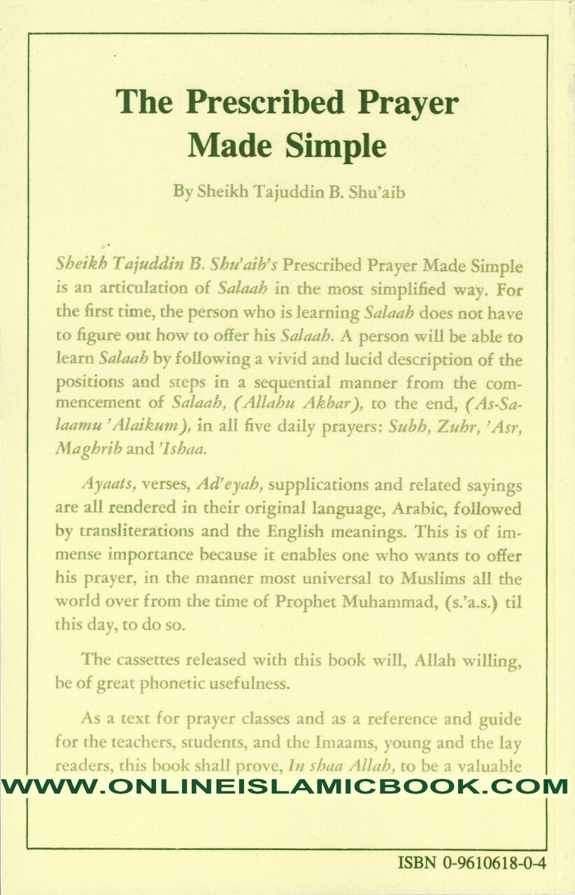The Prescribed Prayer Made Simple (English and Arabic Edition)