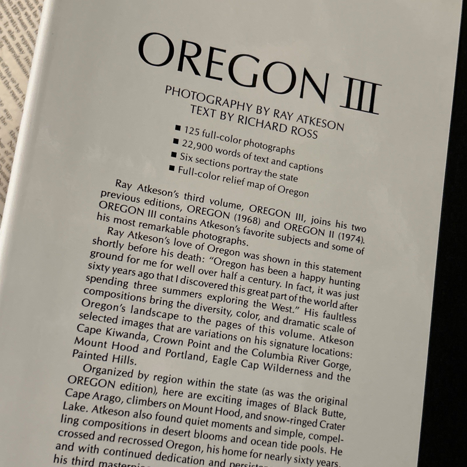 OREGON III Hardcover Book With DC Photography by Ray Atkeson & Richard Ross