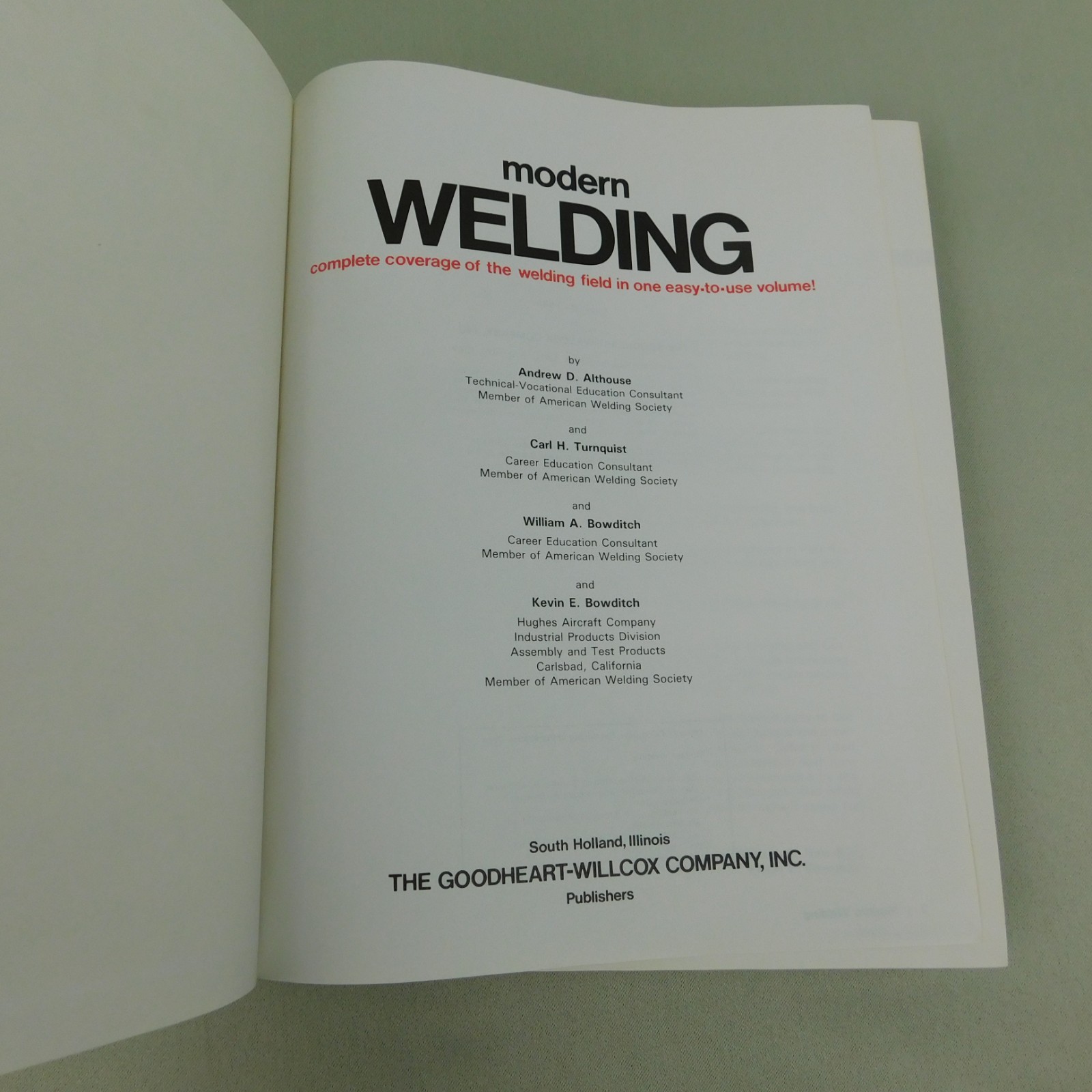 Modern Welding Althouse Turnquist Bowditch 1988 Vintage Hardcover