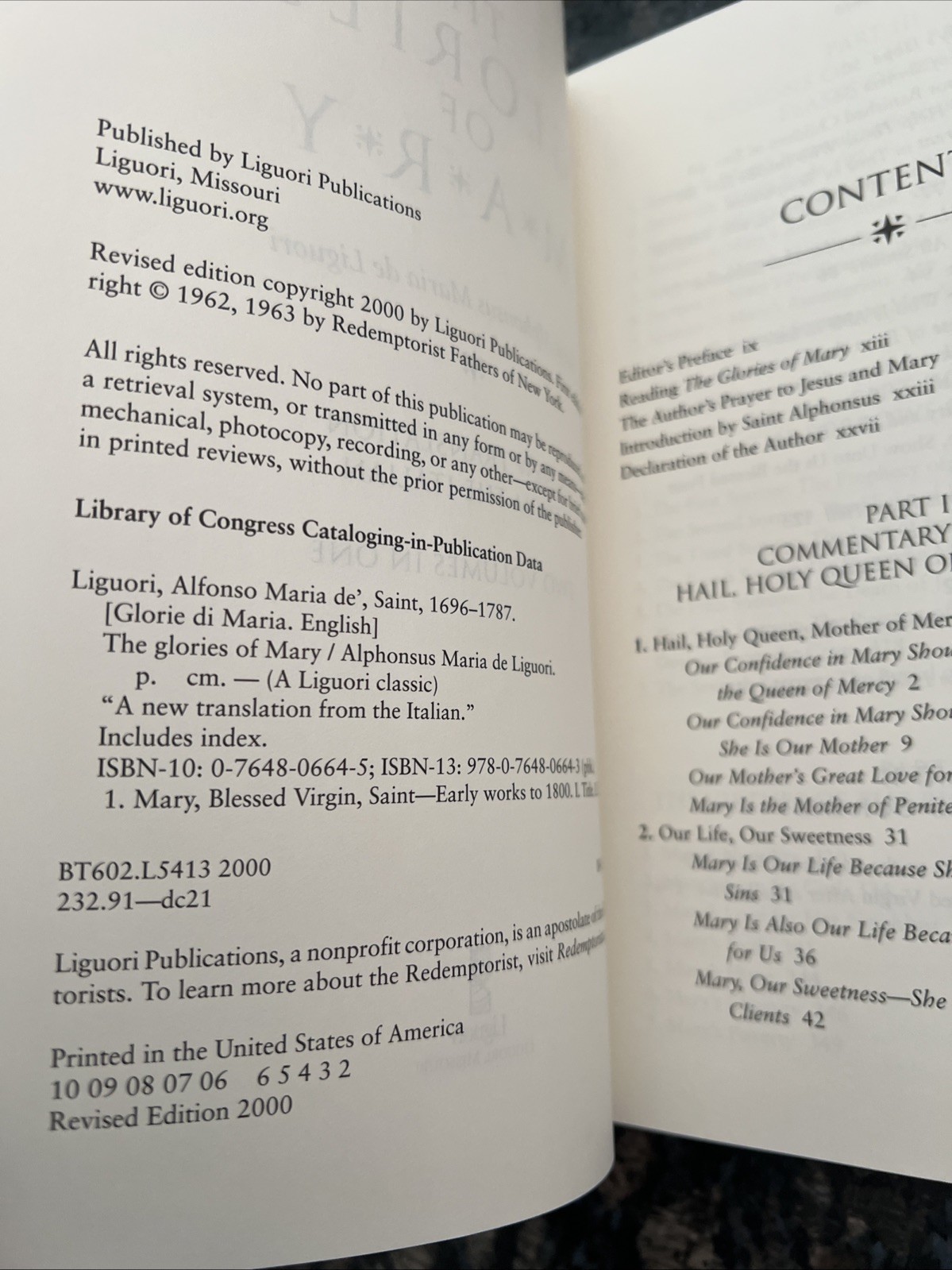 The Glories Of Mary: Saint Alphonsus Liguori A LIGUORI CLASSIC