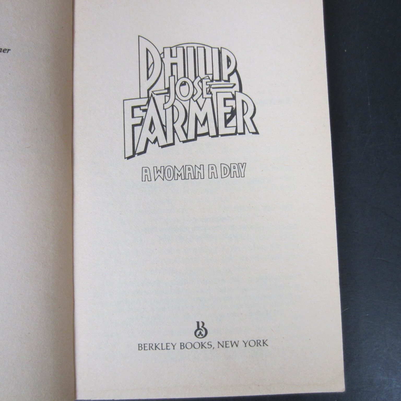 A Woman A Day Philip Jose Farmer 1980 Berkley Science Fiction Reissue PB SF