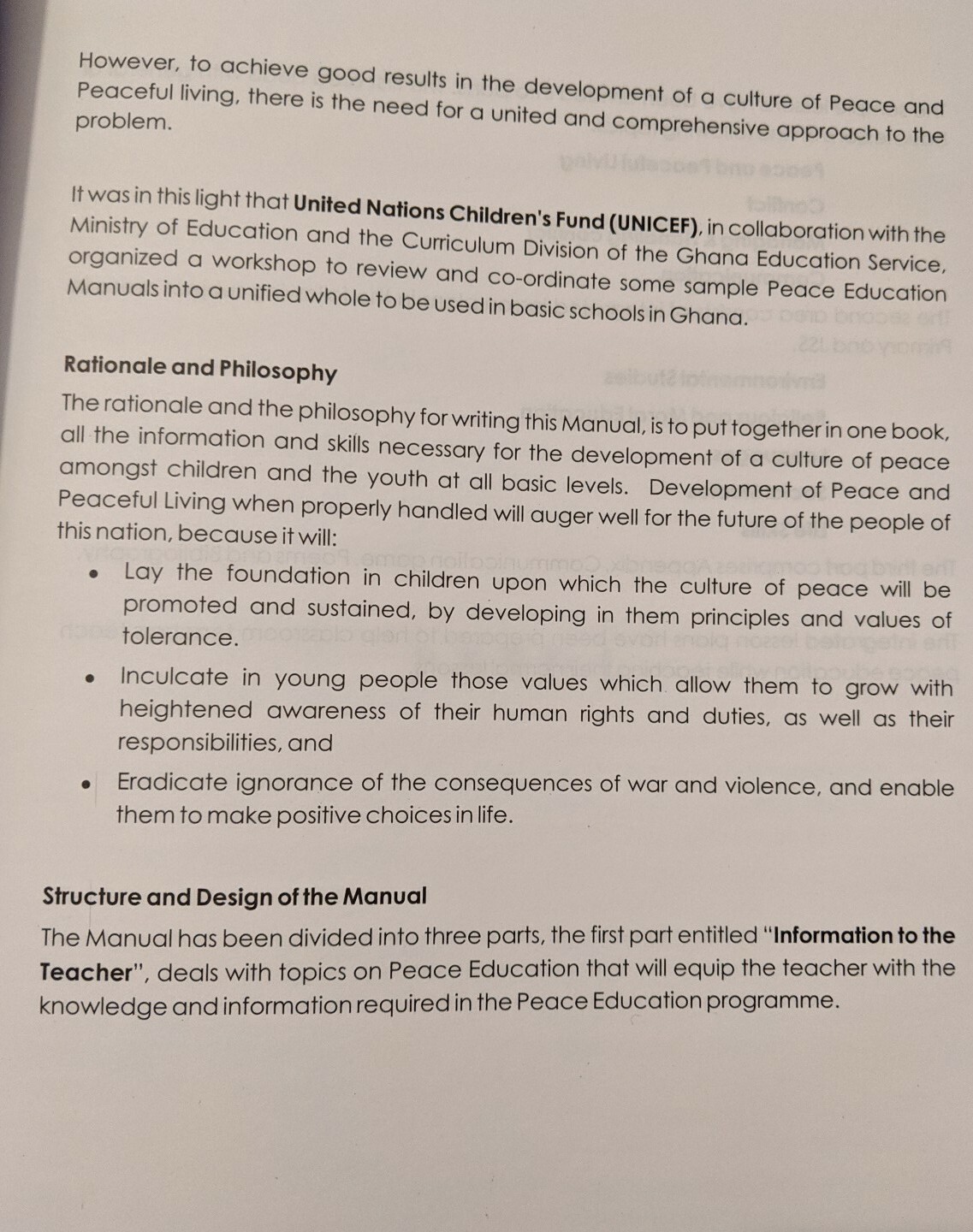 Peace Education For Basic Schools Teacher’s Manual 152 pages Ghana