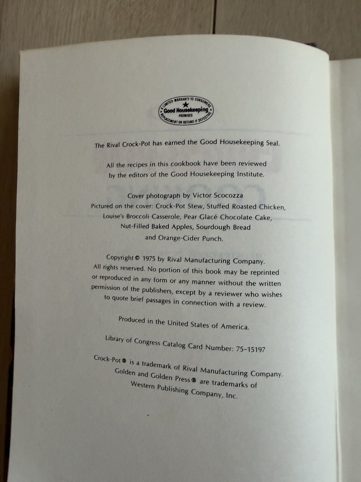 Rival Crock-Pot Cooking Vintage 1975 Hardcover Cookbook Slow Cooker