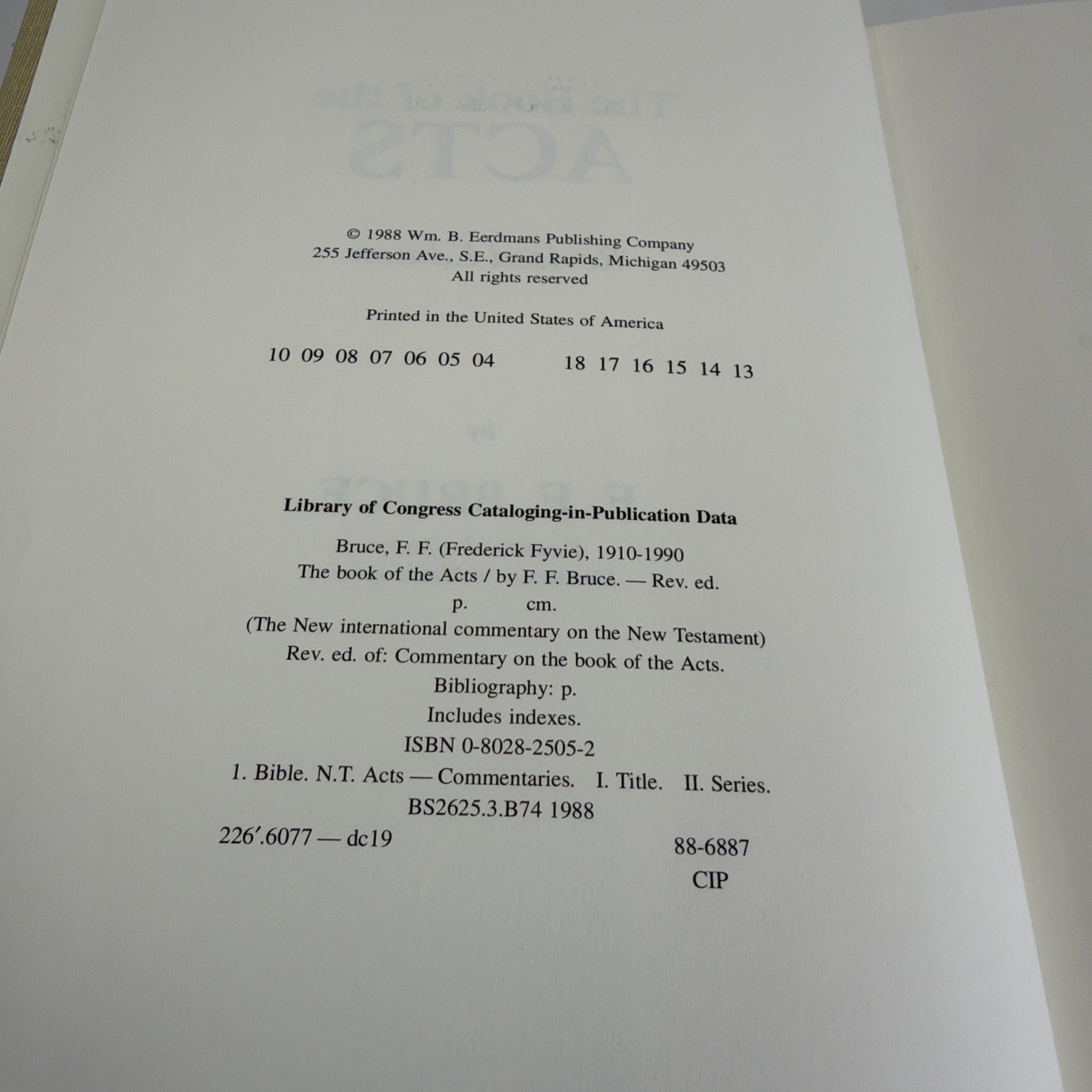 The Book of the Acts Revised New International Commentary on the NT 1988 HCDJ