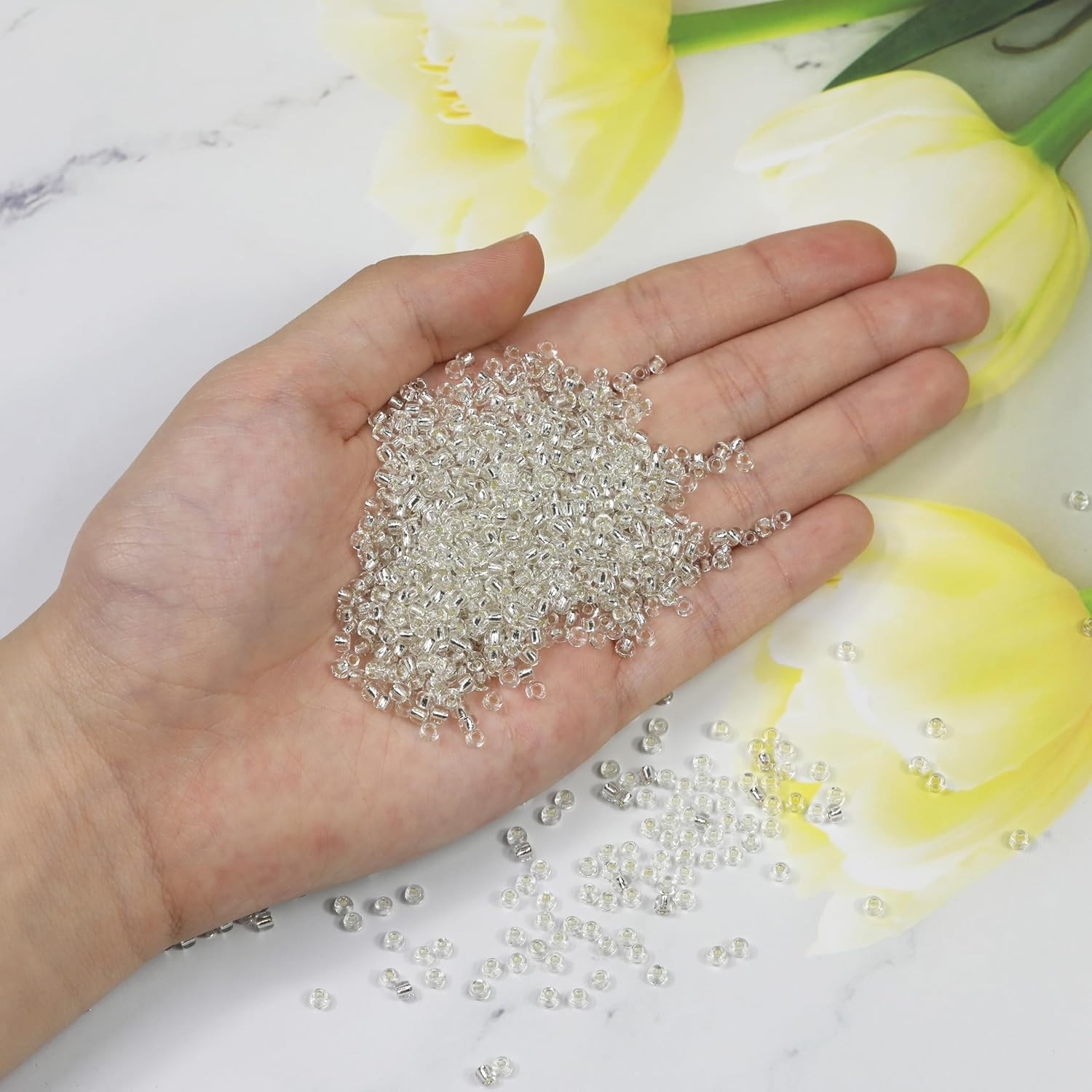 Clear Sliver Lined Color Size 3mm Seed Beads About 3600pcs/100Grams in Bag, 8/0