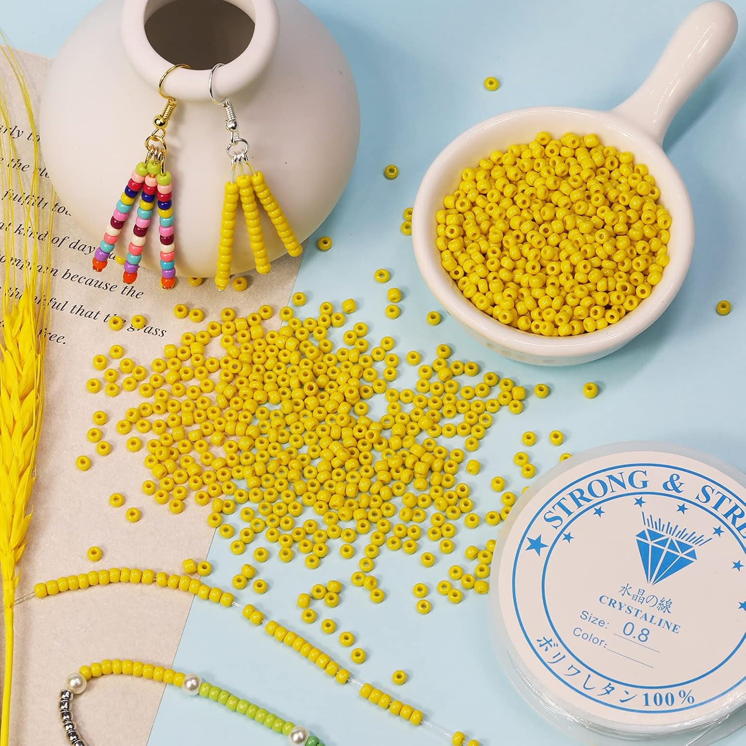 Opaque Yellow Color 3mm Seed Beads About 3600pcs/100Grams in Bag, 8/0 Glass Craf