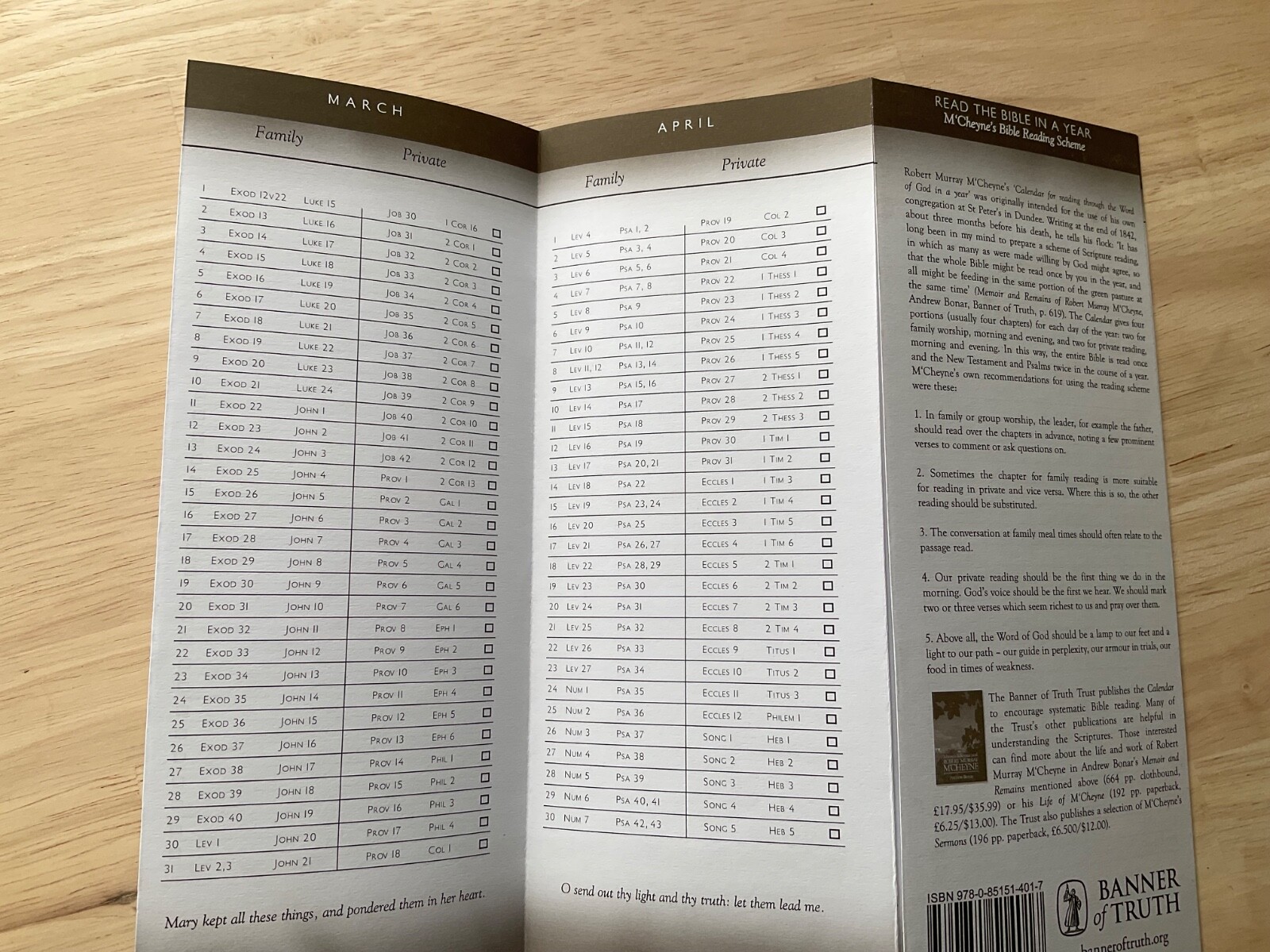 Robert Murray M’Cheyne’s Calendar for Daily Bible Readings Banner of Truth