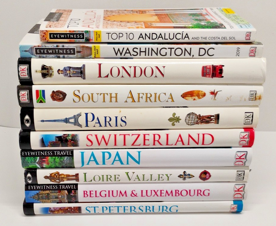 DK Eyewitness Travel Guide Book Lot 10 London Paris Japan Switzerland DC Europe