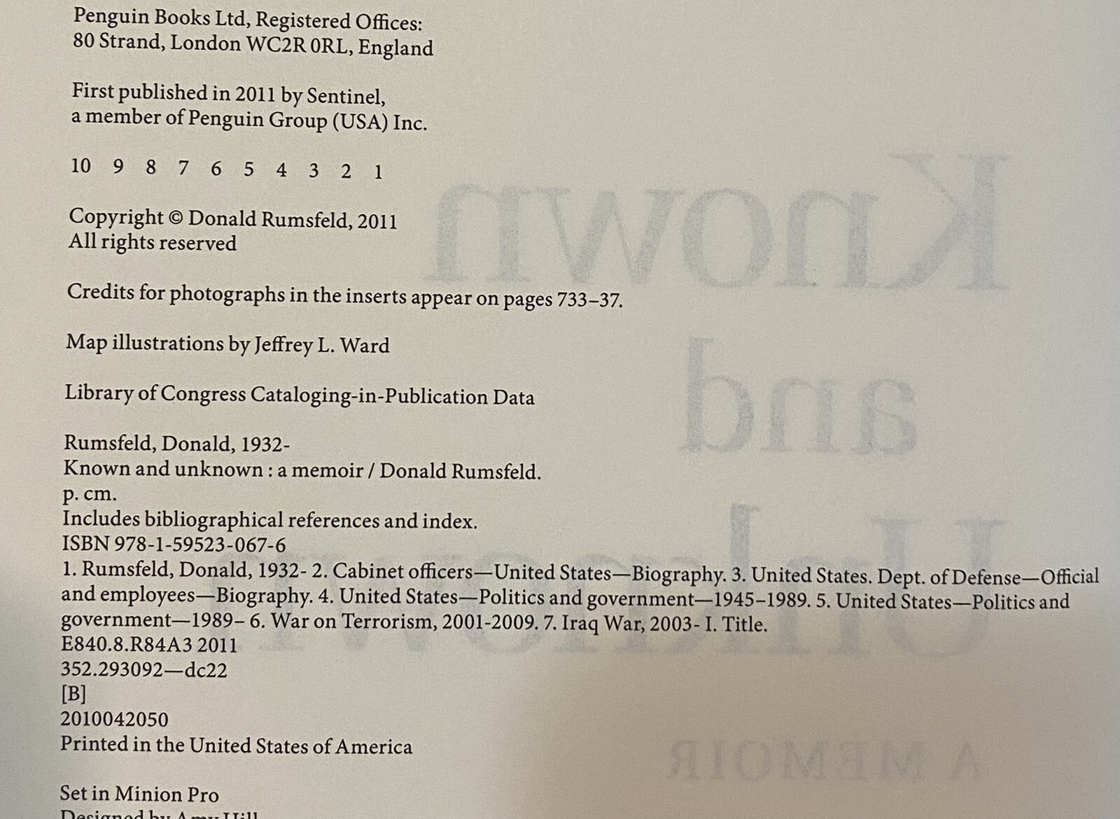 SIGNED “Known And Unknown” by Donald Rumsfeld – 1st/1st – Stash Book!