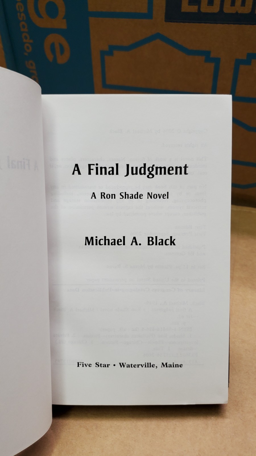 A Final Judgement By Michael A. Black Five Star 2006 Hardcover