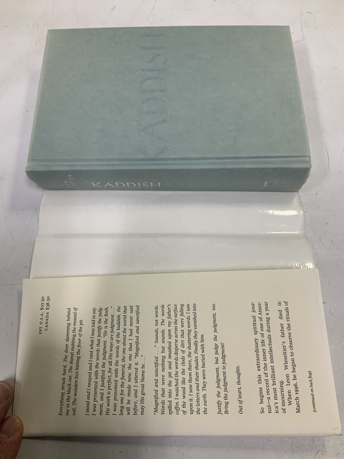 Kaddish 1998 Hardback Dust Jacket Leon Wieseltier PreownedBookCom