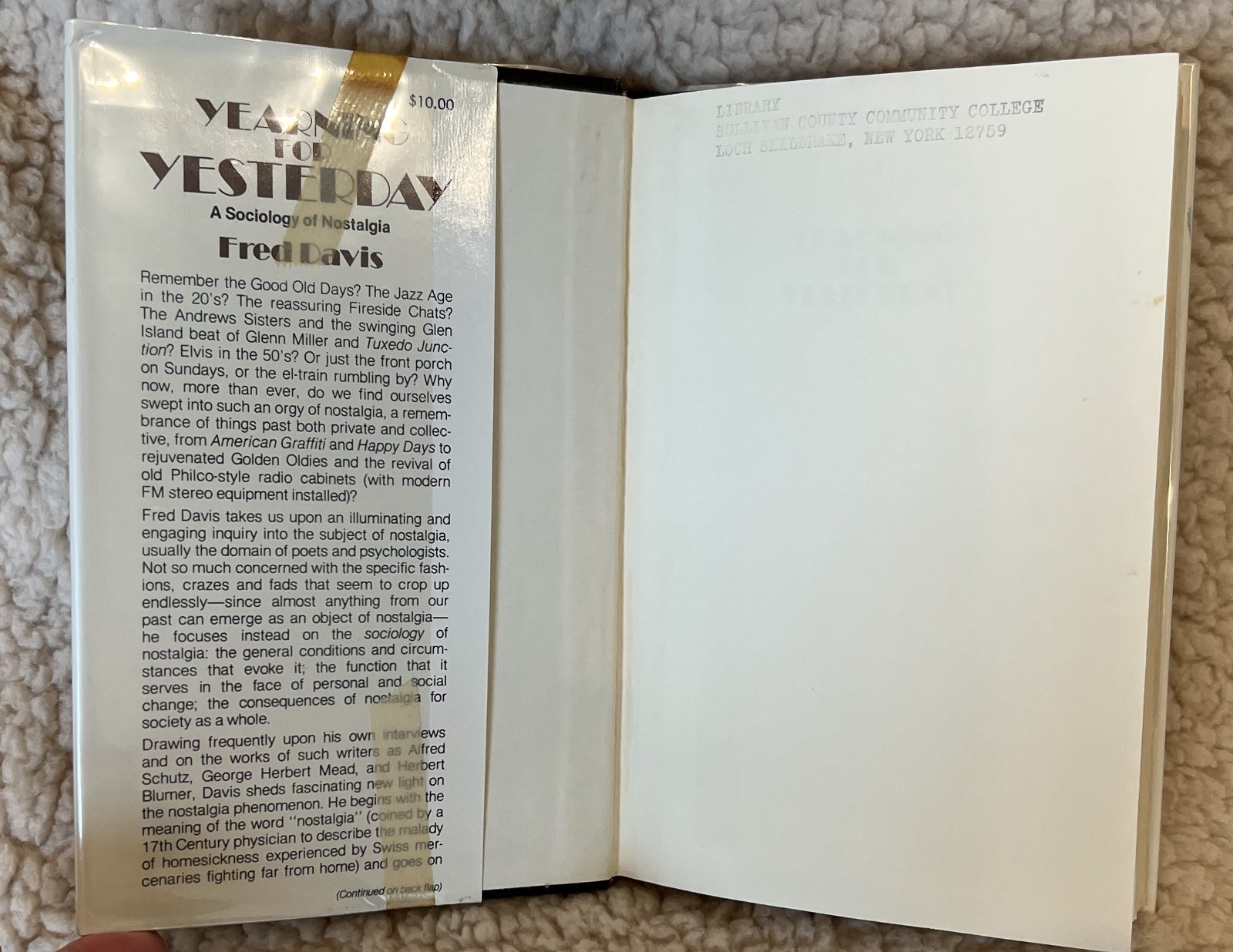 Yearning for Yesterday by Fred Davis (Hardcover, 1979) First Edition