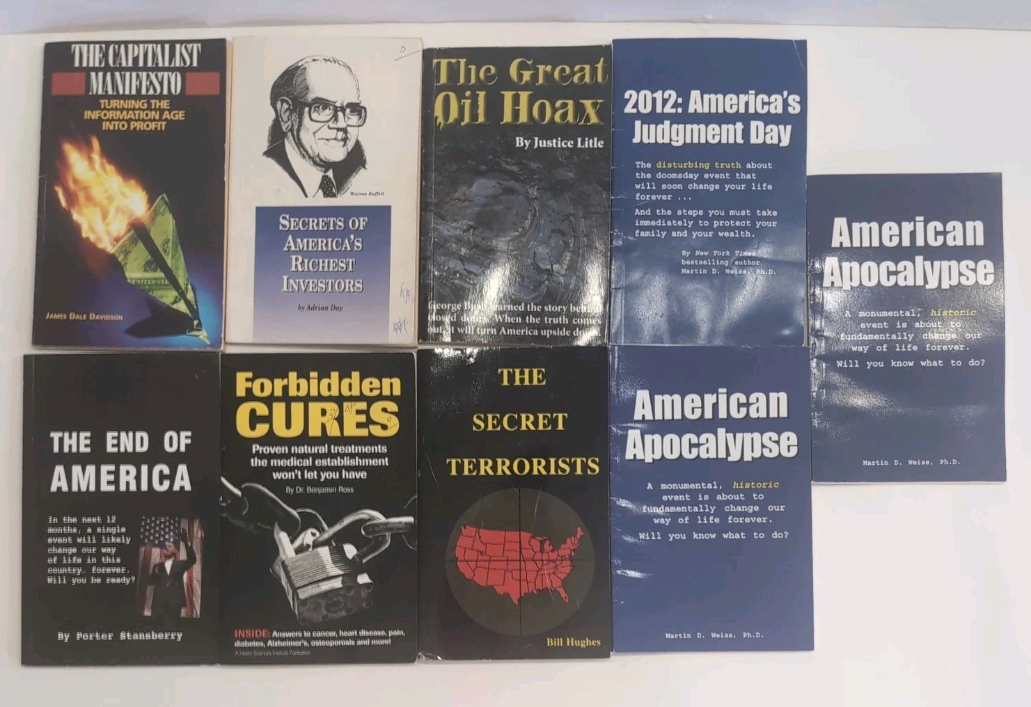 Conspiracy Book Lot Vintage Paperbacks Financial Wall Street Forbidden Cures (9)