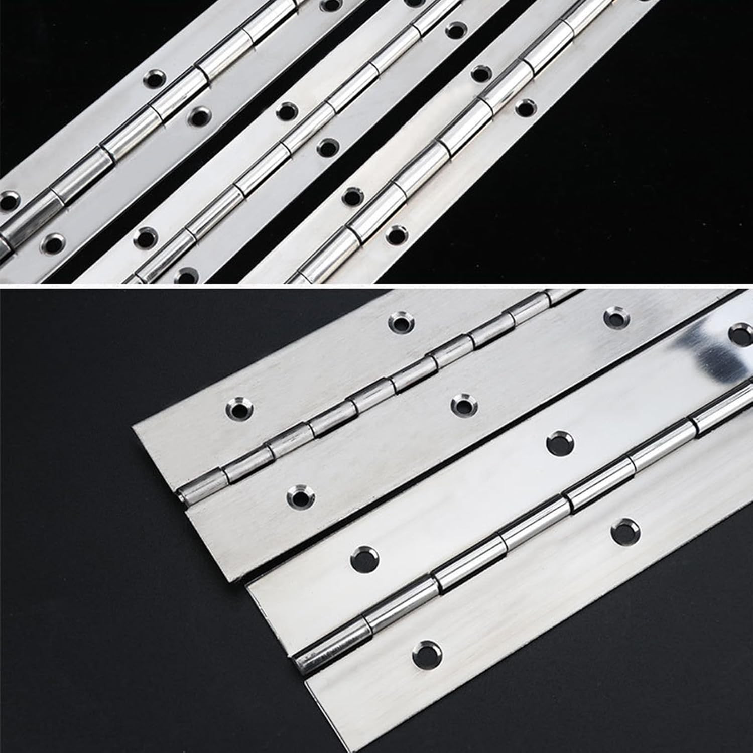 Stainless Steel Continuous Piano Hinges, 12″ Heavy Duty, 2 Pcs with Screws