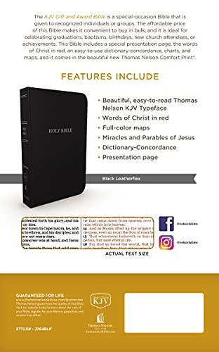 KJV Holy Bible: Gift and Award, Black Leather-Look, Red Letter, Comfort…