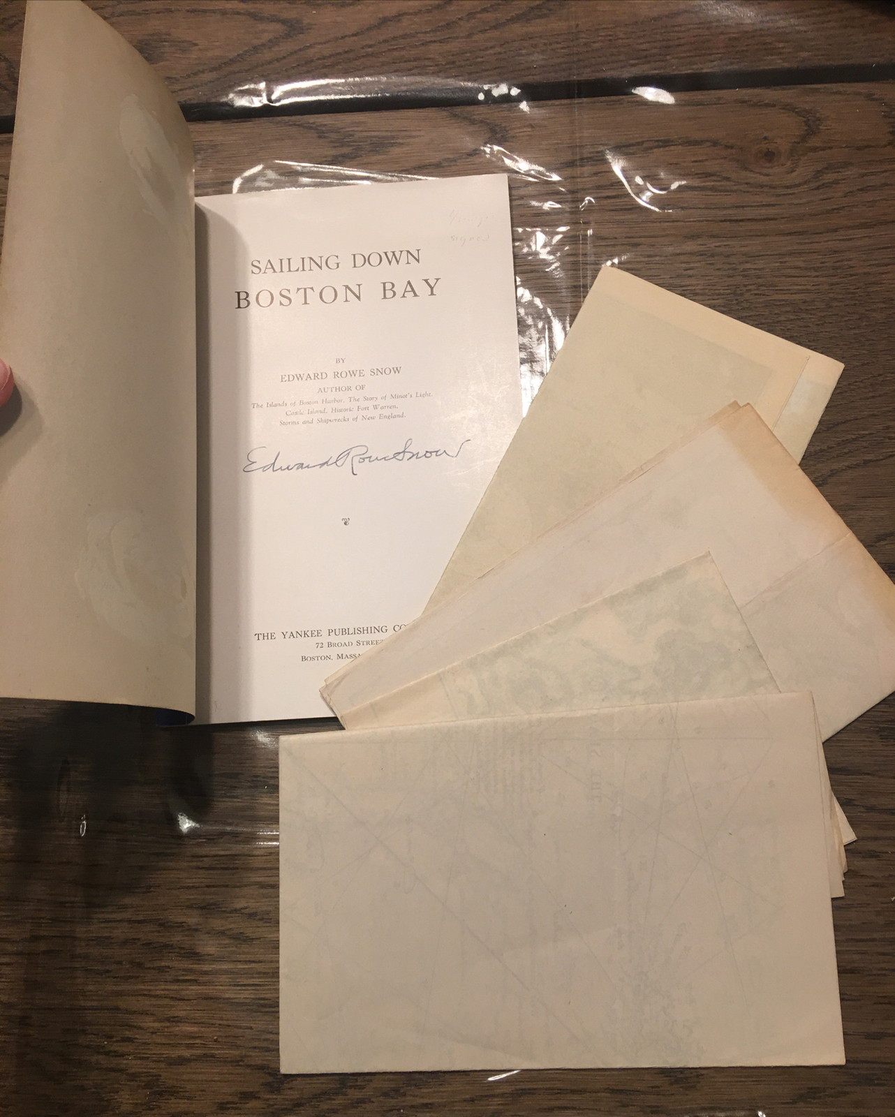 Vintage Boston MA 1941 “SAILING DOWN BOSTON BAY” Edward Rowe Snow SIGNED +4Maps
