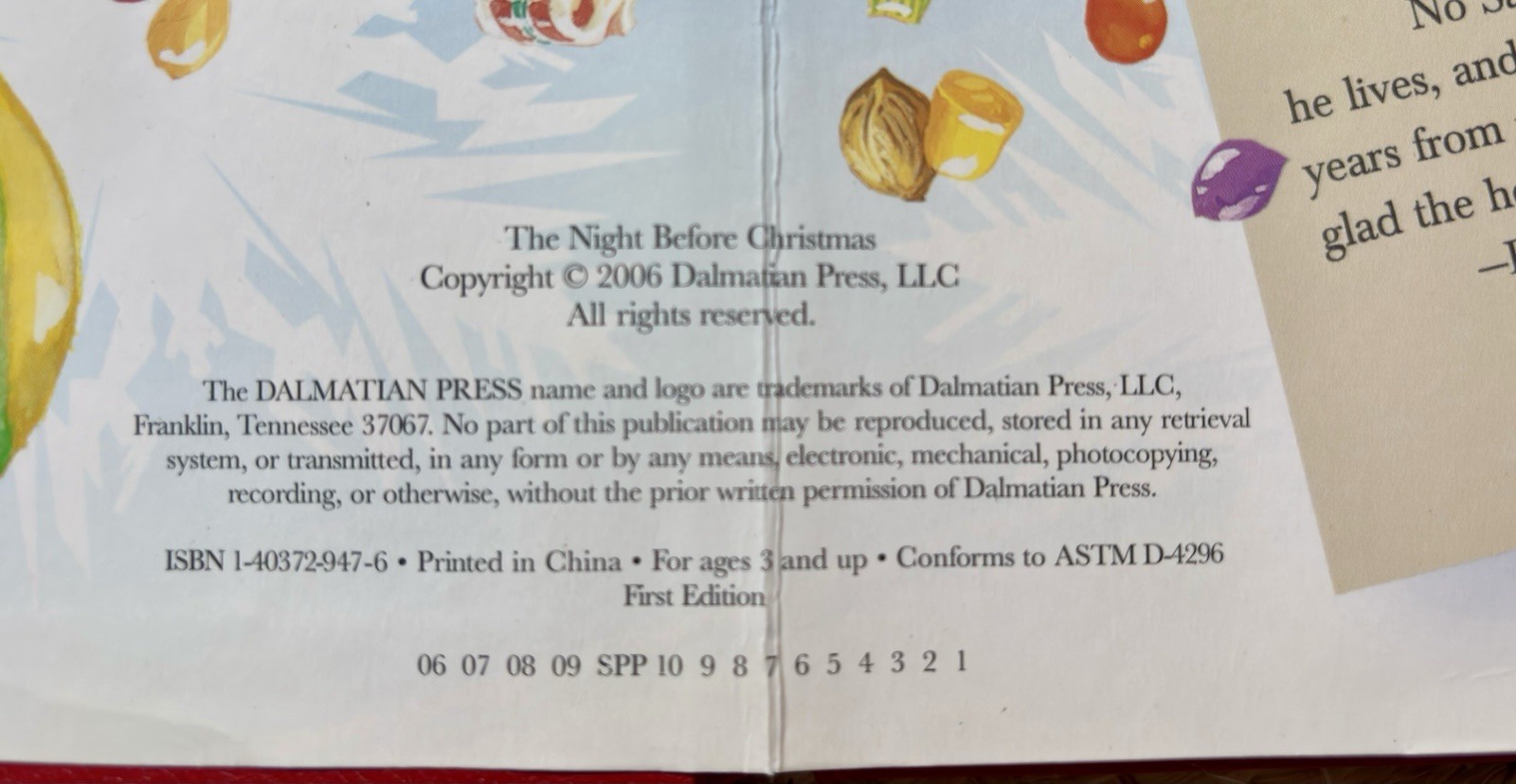 The Night Before Christmas First Edition Interactive Hardcover Dalmatian Press