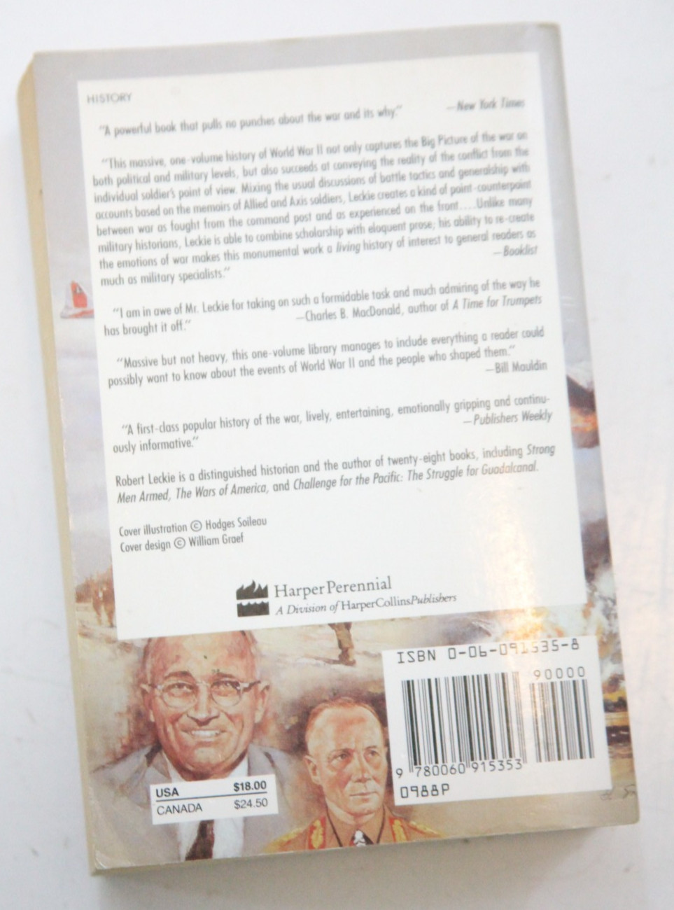 Delivered from Evil: The Saga of World War Two By Robert Leckie Paperback Book