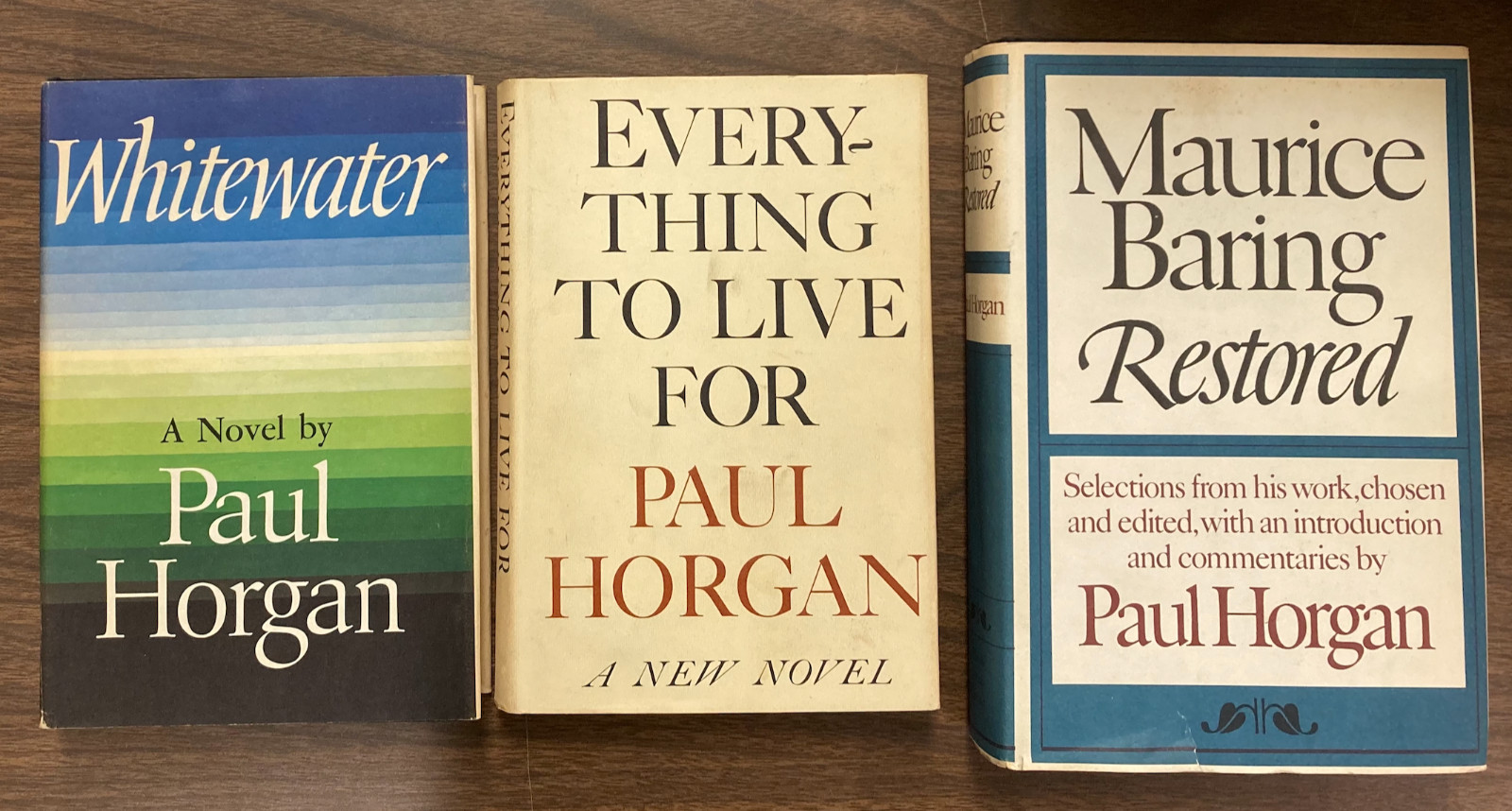 3 PAUL HORGAN BOOKS, 2 SIGNED INCL “EVERYTHING TO LIVE FOR” + “MAURICE BARING”