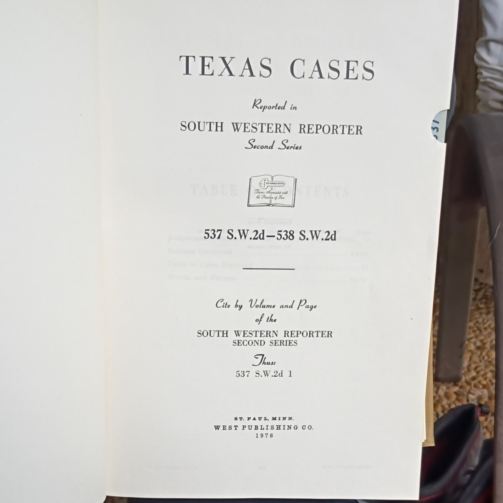 West Publishing South Western Reporter 2d 537-538 (1976) HC Texas Cases
