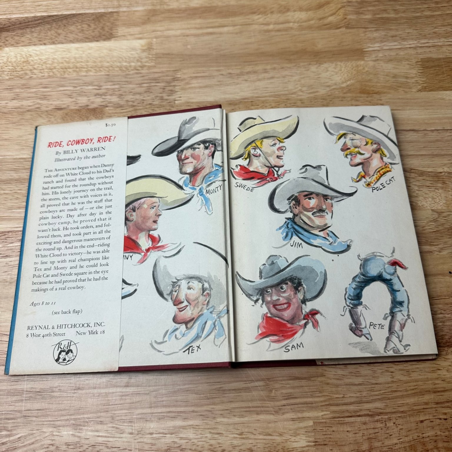 Ride, Cowboy, Ride! Billy Warren 1946 Signed Illustrated Children’s Book Reynal