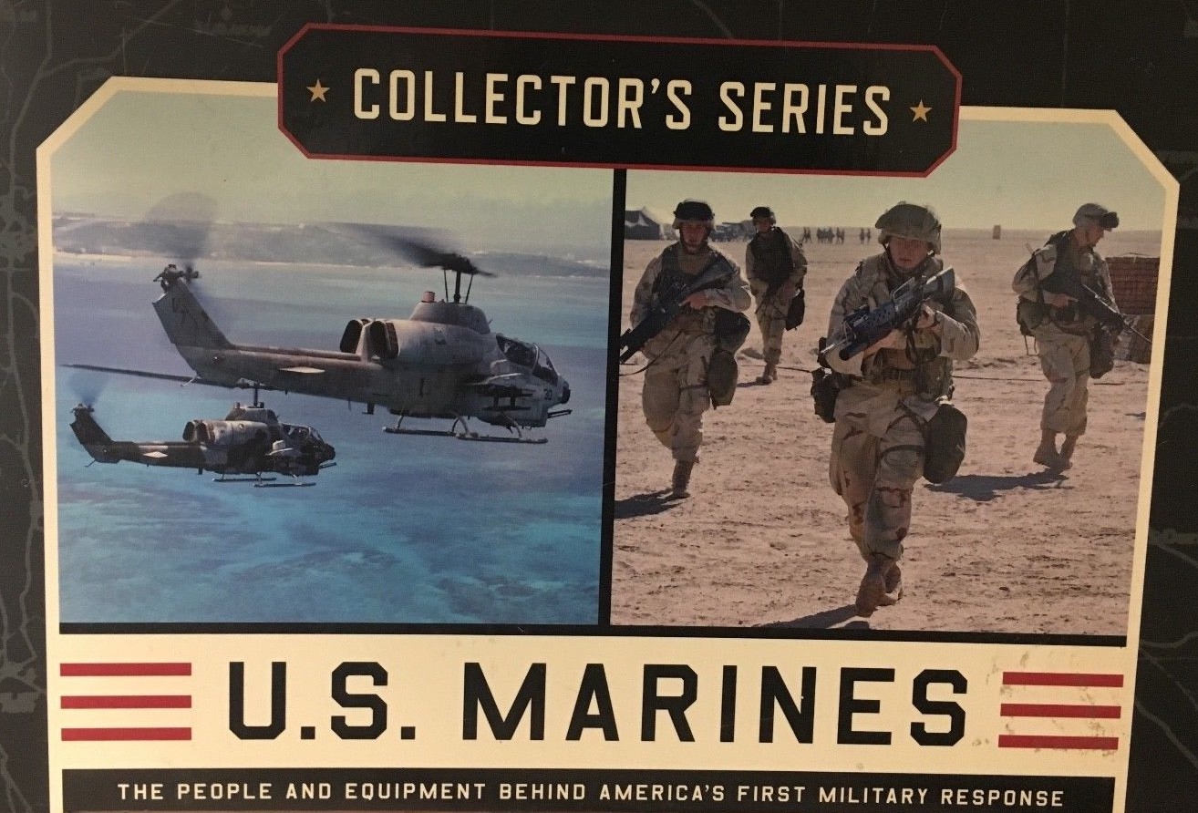 USMC Marines Collector’s Series Illustrated Photograph Book & 4 Collectible Toys
