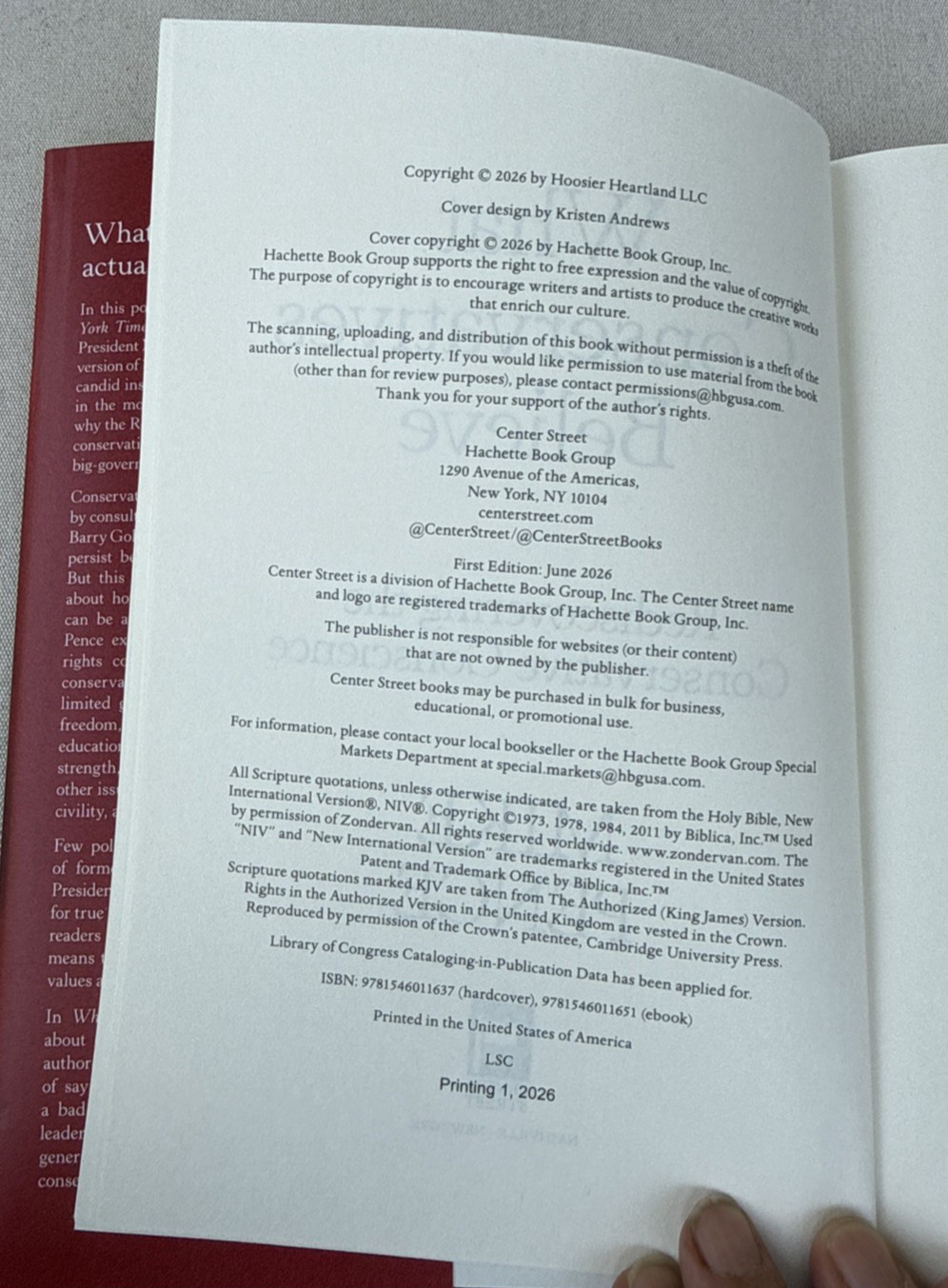 SIGNED 1st print WHAT CONSERVATIVES BELIEVE – Mike Pence, NY Econ Club – New