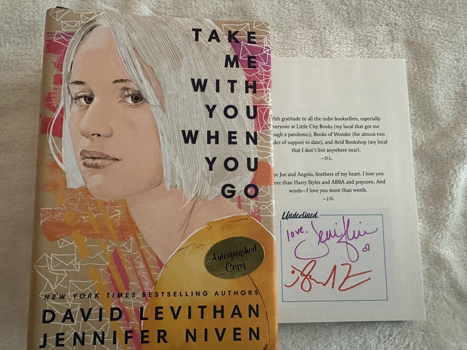 Signed 1st/1st Take Me with You When You Go Jennifer Niven and David Levithan