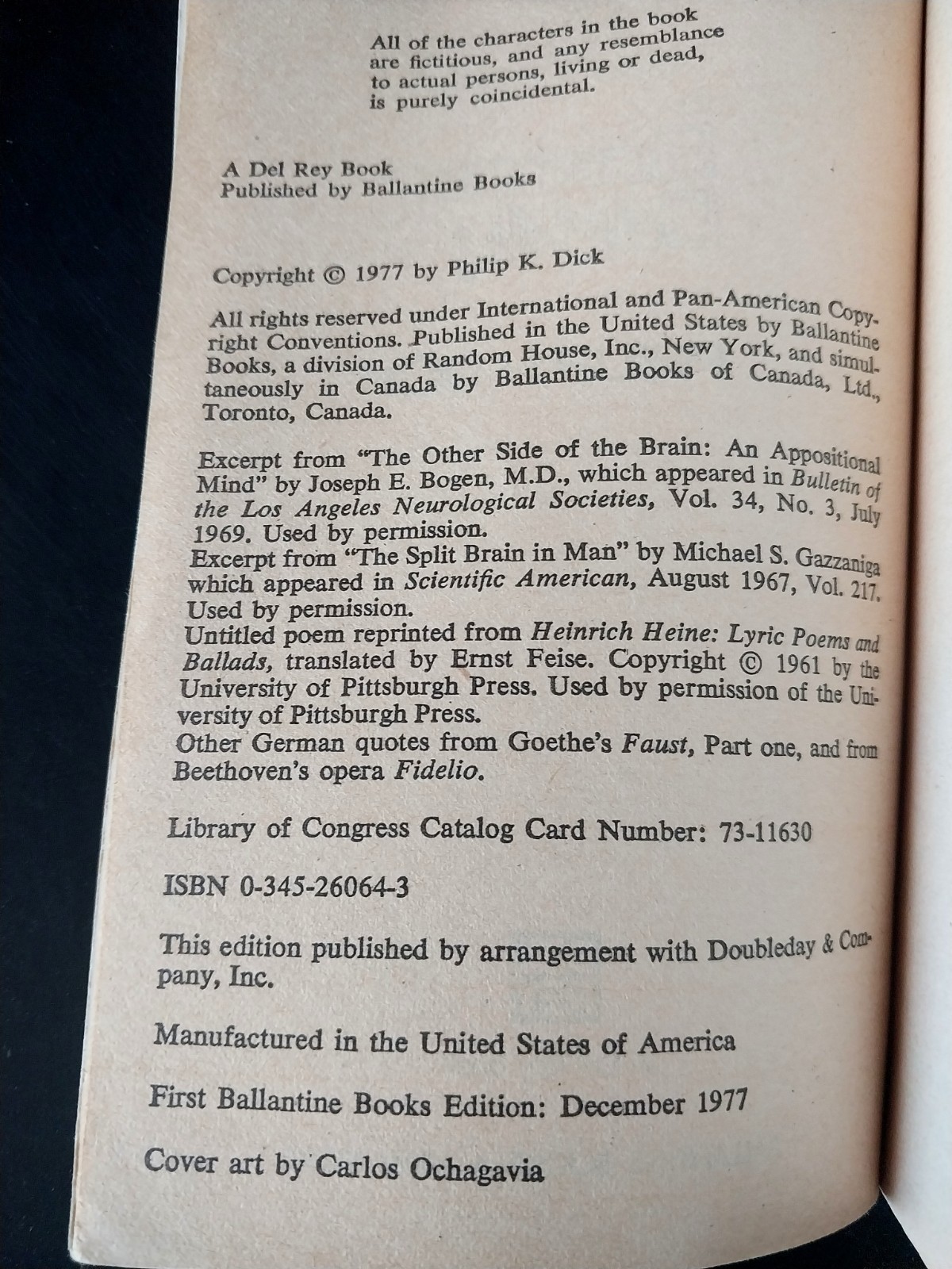 Philip K. Dick – A Scanner Darkly – Ballantine First Printing 1977