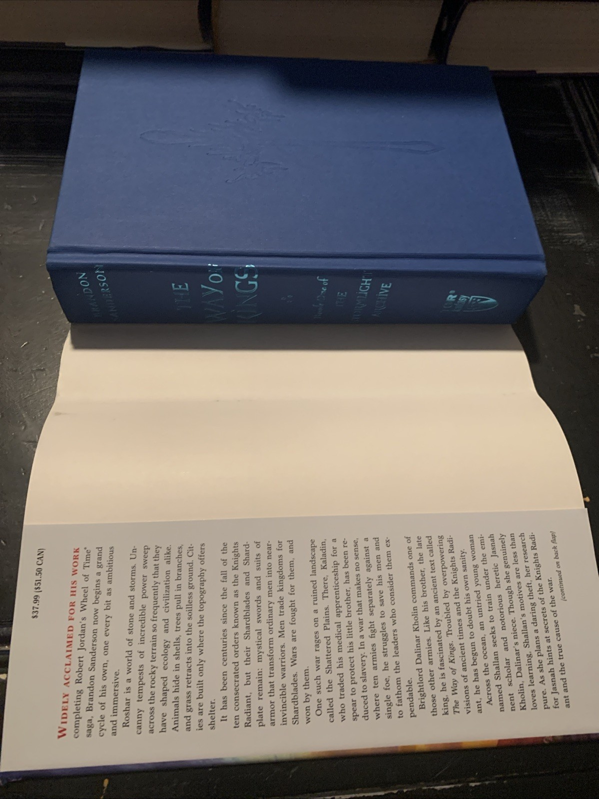 Way of Kings BK 1 Stormlight Archive by Brandon Sanderson 2010 HCDJ 1st/14th Edt